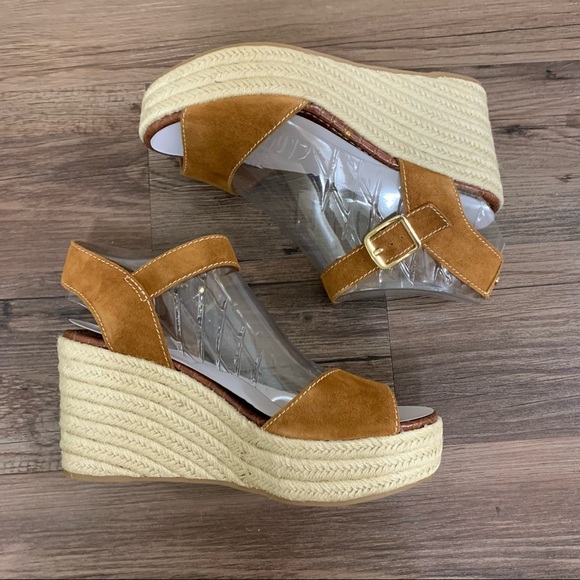 Sam Edelman Brown & Tan Dimitree Espadrille Wedge Sandals Size 10 - Picture 2 of 12